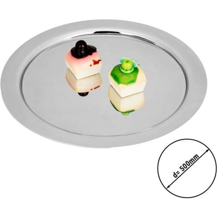 GGM Gastro (4 Stück) Edelstahl Serviertablett - Ø 500mm - poliert Zilver