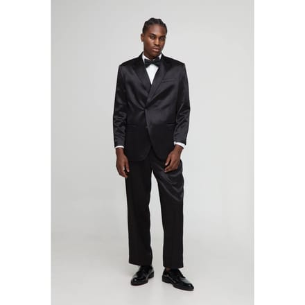 Straight Fit High Shine Blazer | Black | Size 48