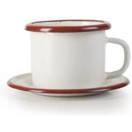 Beker met Schotel - IBILI - 908405 - RVS - Wit/Rood - Vaatwasserbestendig wit