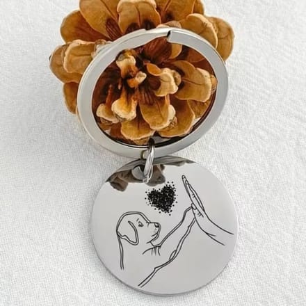 sleutelhanger,troost cadeau ,gedenken,hond met mensenhand