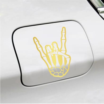 Bumpersticker - Rock N Roll Skelet - 10 X 14,4 - Goud