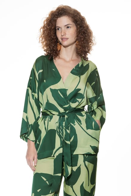 Korte kimono Serie Tropical Leaves Into The Green