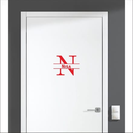Deursticker Met Naam -  Nisa - Rood