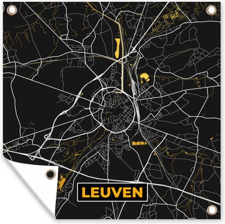 Tuindoek Leuven - Goud - Stadskaart - Plattegrond - Kaart - 100x100 cm