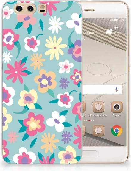 Back Cover voor Huawei P10 Plus TPU Case Flower Power
