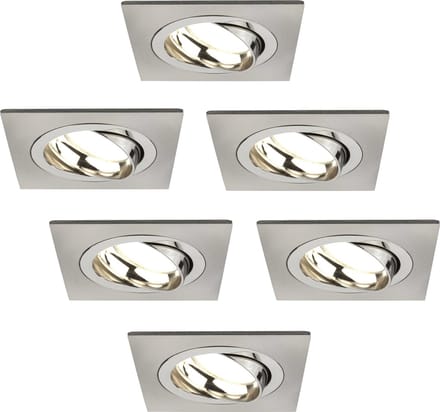 Ledvion - 6X LED Inbouwspot Sevilla - Dimbaar - 3W - 2700K - Ø92 mm - RVS