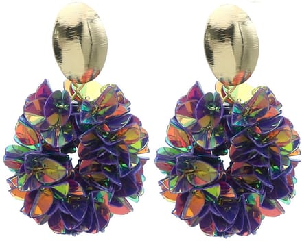 Oorbellen shiny – paars – 6,5x4 cm