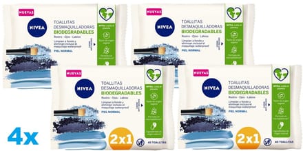 NIVEA Biodegradable Make-up Remover Doekjes – 4 x 40 Stuks – Gezichtsreiniging – Normale Huid