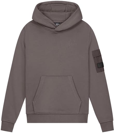 Malelions nylon pocket hoodie in de kleur grijs.