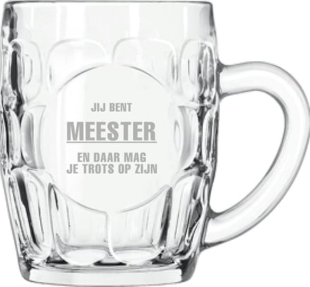 Gegraveerde Bierpul 55cl Jij bent Meester en daar mag je trots op zijn