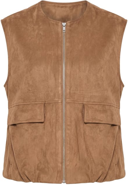 Studio Untold - Dames - Ballon-gilet wijd ballonmodel elastische zoom - Kameel - Maat 42+