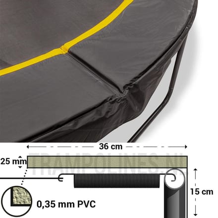 Magic Jump Trampoline Beschermrand 300 - 305 cm Zwart - Ronde trampoline rand - Extra breed randkussen