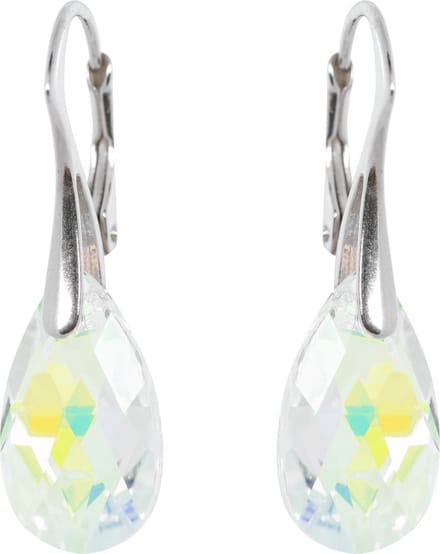 DBD - Zilveren Oorbellen - Druppel - Swarovski Kristal Elements - AB - 16MM - Anti Allergisch