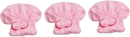 Haardroogkap Set - Douchemuts Sneldrogend - Haar Drogen - Superzacht Koraalfleece - 3 Stuks - Roze