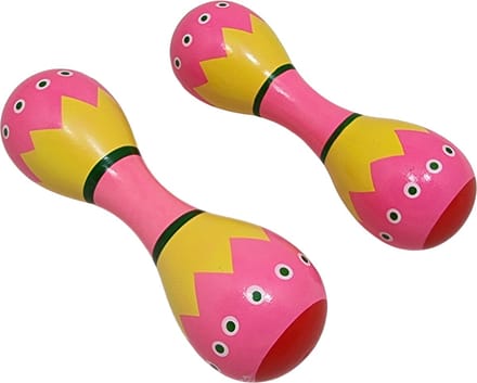 Dubbele sambabal roze sambaballen kind maracas set van 2