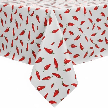 Protecttable - Mexicaans tafelzeil Chiles rood op wit 120x250cm - Tafelkleed Afwasbaar - Kunststof