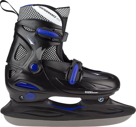 Nijdam Junior IJshockeyschaats - Verstelbaar - Hardboot - Zwart/Blauw - Maat 34-37