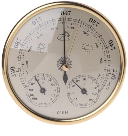 Weerstation Thuis - Barometer Hygrometer - Weer Voorspellen - Drie-in-één Functie - 13 cm Diameter - Goud