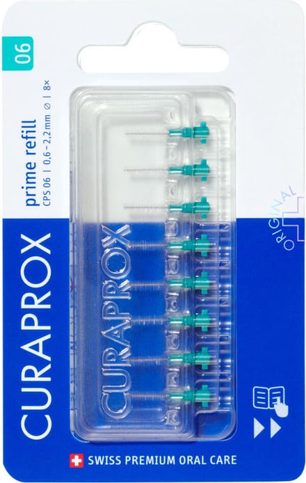 3x Curaprox Interdentale Rager Prime Navulling CPS 06 Turqoise 2,2mm 8 stuks