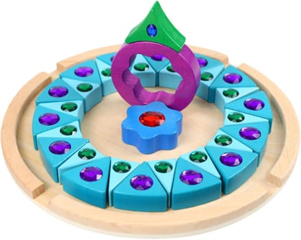 Houten Edelsteenblokken - Puzzel Blokken - Creatief Leren - Gekleurde Ontwerpen - 30 cm Set - Blauw