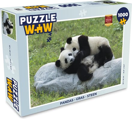 Puzzel Pandas - Gras - Steen - Legpuzzel - Puzzel 1000 stukjes volwassenen