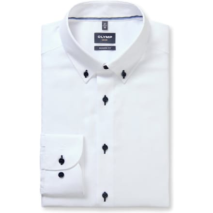 Overhemd Lange Mouw Olymp Luxor Overhemd Contrast Buttons Wit