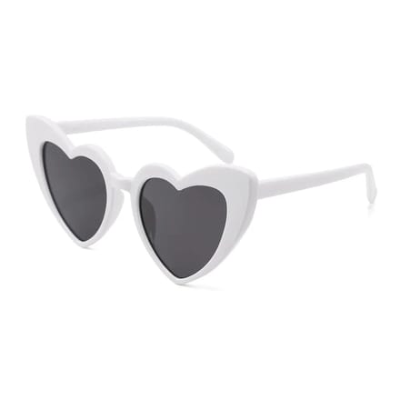 Loud and Clear® - Hartjes Zonnebril - Hartjes Bril - Hart - Bril - Festival Bril - Wit - Bruiloft
