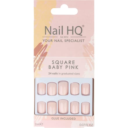 Nail HQ Square Baby Pink Nails 24 pcs + 2 ml