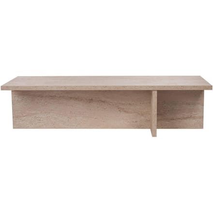 Table basse - HARBOR - Travertine - Rectangulaire - Panneaux mélaminés - Travertin - Style moderne - Sur pieds - 120x45x30 cm