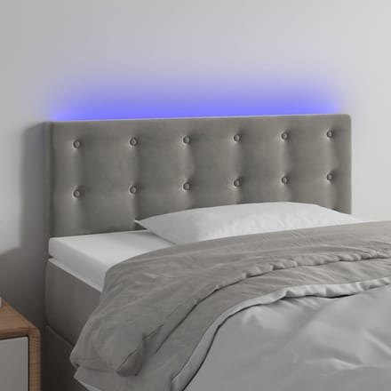 vidaXL - Hoofdbord - LED - 90x5x78/88 - cm - fluweel - lichtgrijs