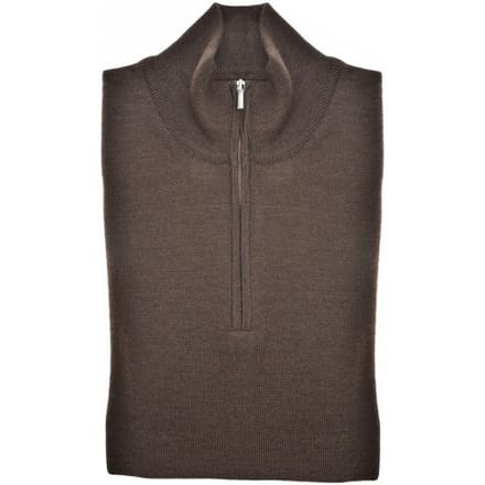 John Miller Trui Merino Half Zip Midden Bruin / male