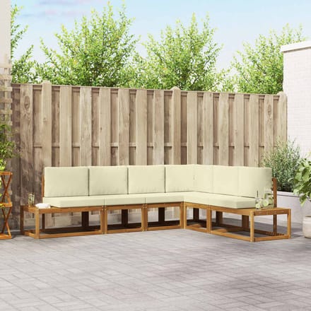 vidaXL - 6 - st - Buiten - bank - set - Massief - Acacia - Hout - en - Polyester