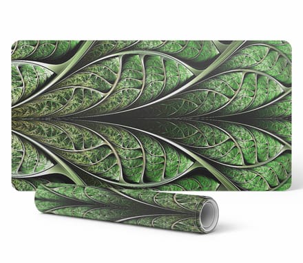 Moderne bureauonderlegger voor thuiswerken, bladmotief, fractal, 100x50 cm