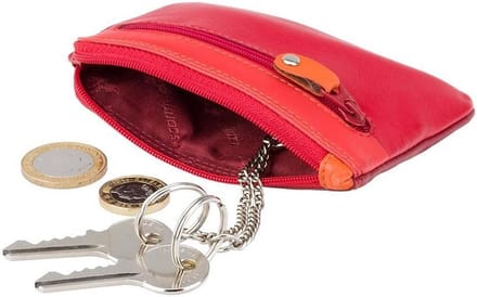Visconti Leren Portemonnee - Dames Sleuteltasje - Leer - Rainbow Collectie - Rood-Multi (RB69 RD)