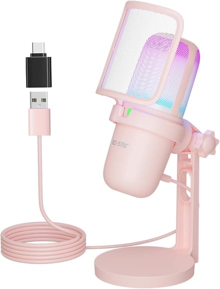 USB Microfoon - Mini Computer Microfoon - Opnemen en Streamen - RGB Verlichting - Compact Formaat - Zwart