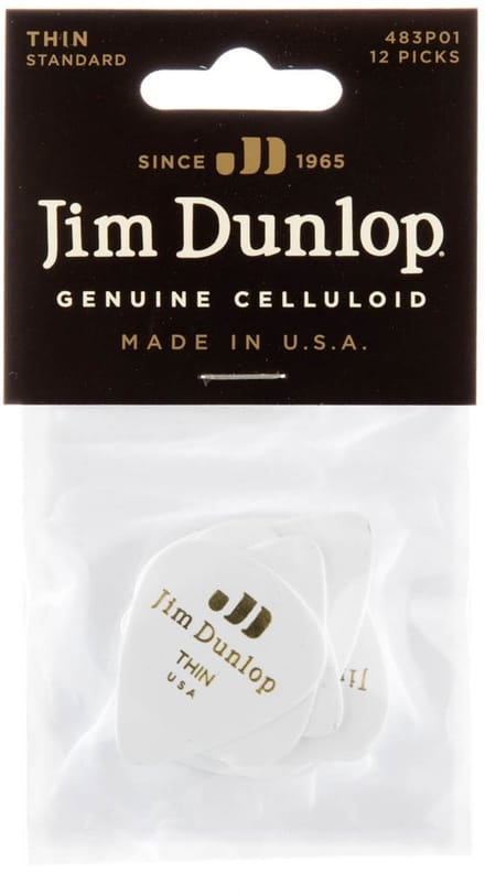 Jim Dunlop Genuine Celluloid - Plectrums - Classic - Thin - Player's Pack 12 Stuks