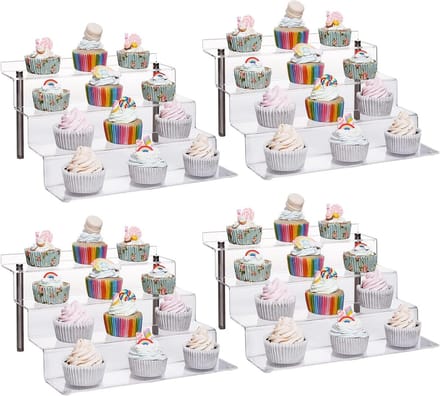 Transparante Acryl Display Stand - 4-Trede Riser Plank voor Poppen, Cupcakes