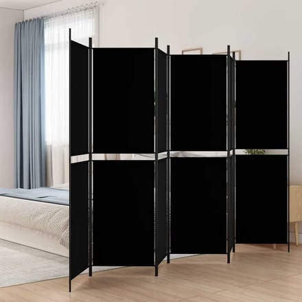 vidaXL - Kamerscherm - met - 6 - panelen - 300x200 - cm - stof - zwart