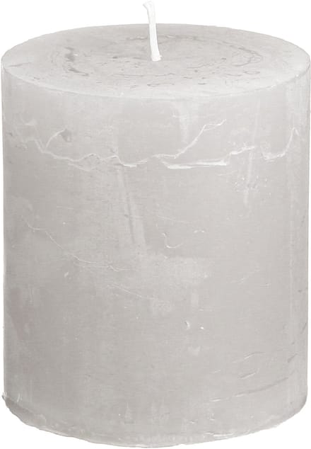 Effen kaarsen, lichtgrijs, pilaarkaarsen 70×80mm, 4 stuks, rustieke de