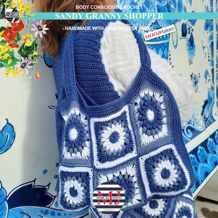 Haakpakket Sandy Granny Shopper-tas-Blue/White