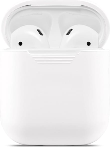 Peachy Soft Silicone hoesje geschikt voor Apple AirPods Case - Wit