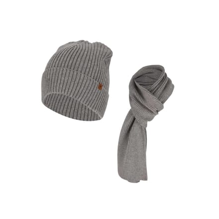 Muts & Sjaal heren - Ribbed - Effen - One Size - Grijs