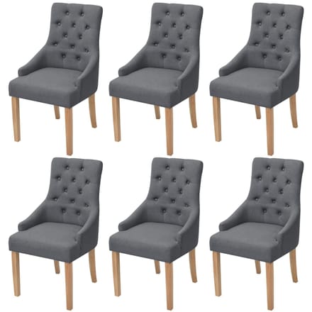 vidaXL - Eetkamerstoelen - 6 - st - stof - donkergrijs