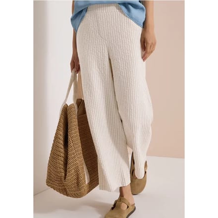 7/8 Wide Leg broek in seersucker stof