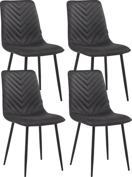 Colenis® - Senny Eetkamerstoel - Set Van 4 - Grijs - Microfiber - Industrieel - Eetkamerstoelen