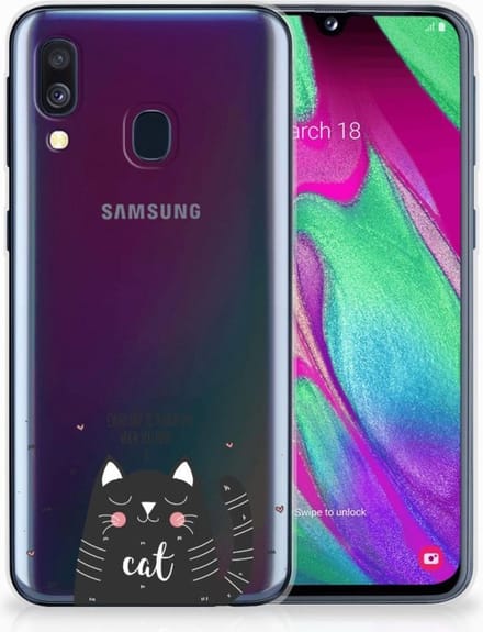 Samsung Galaxy A40 Telefoonhoesje met Naam Cat Good Day