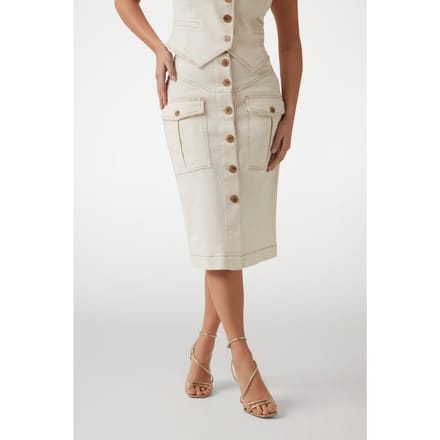 GUESS Naomi Midi Skirt Den Sandy Shore Größe: 44 | Midiröcke Outlet | Damen | Braun