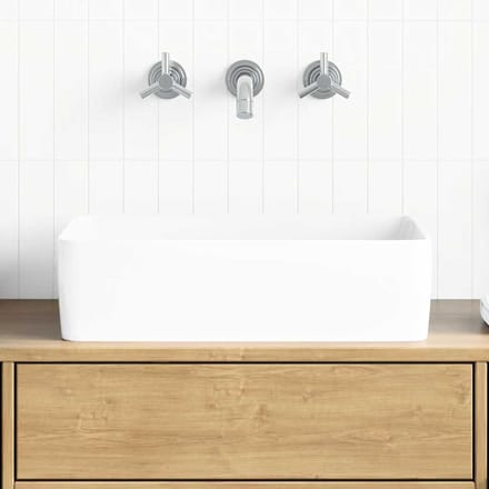 Vidaxl Lavabo, Blanc, 48X37X13 Cm, Céramique, Rectangulaire