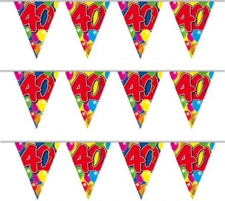 Vlaggenlijn 40 jaar - Set van 4x stuks - 10 meter - plastic - leeftijd versiering - 40e verjaardag - Feestartikelen/versiering