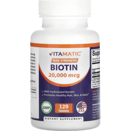 Vitamatic, Biotine, Maximale Sterkte, 20.000mcg, 120 tabletten